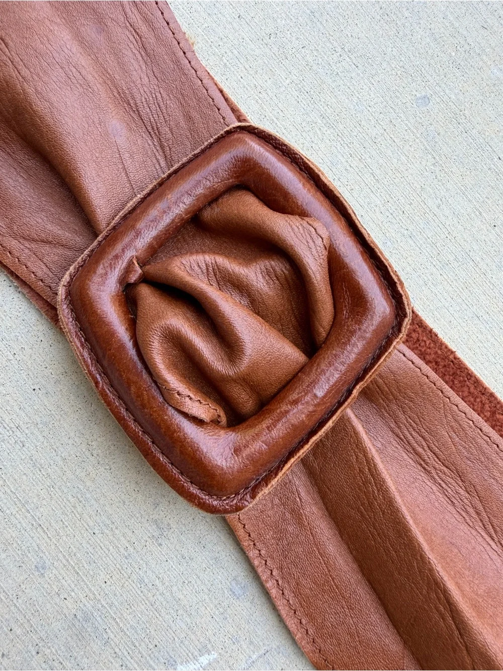 70’s Wide Brown Leather Cinch Belt with Buckle